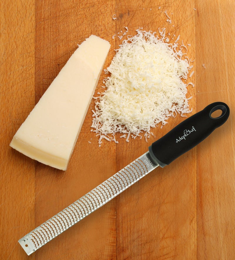 AdeptChef Citrus Lemon Zester & Cheese Grater by AdeptChef - Parmesan Cheese, Lemon, Ginger, Garlic, Nutmeg, Vegetables, Fruits - Very sharp Stainless Steel Blade Protective Cover, Dishwasher Safe - Image 3